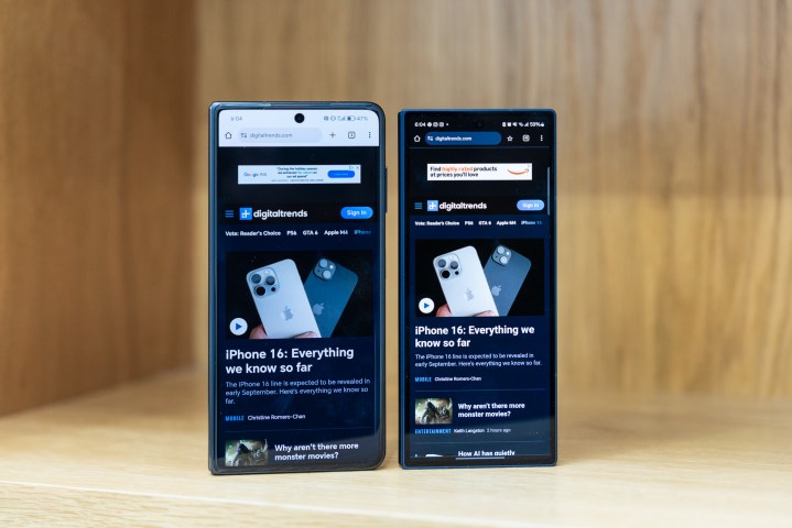 Honor Magic V3 (izquierda) junto a Galaxy Z Fold 6 (derecha)