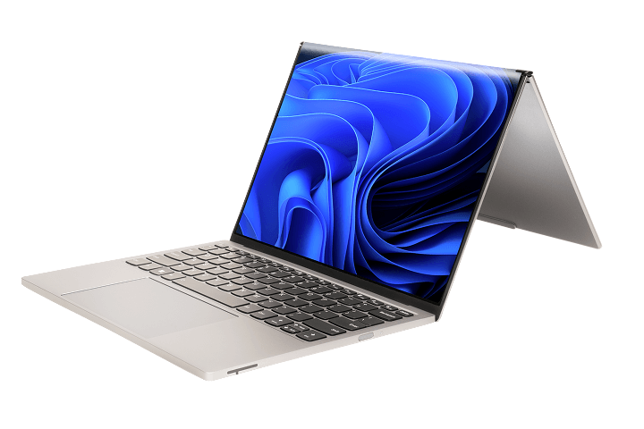 Una representación filtrada de la computadora portátil plegable de thinkbook
