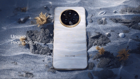 Un GIF de Realme 14 Pro cambia de color mientras que el agua fría afecta el teléfono