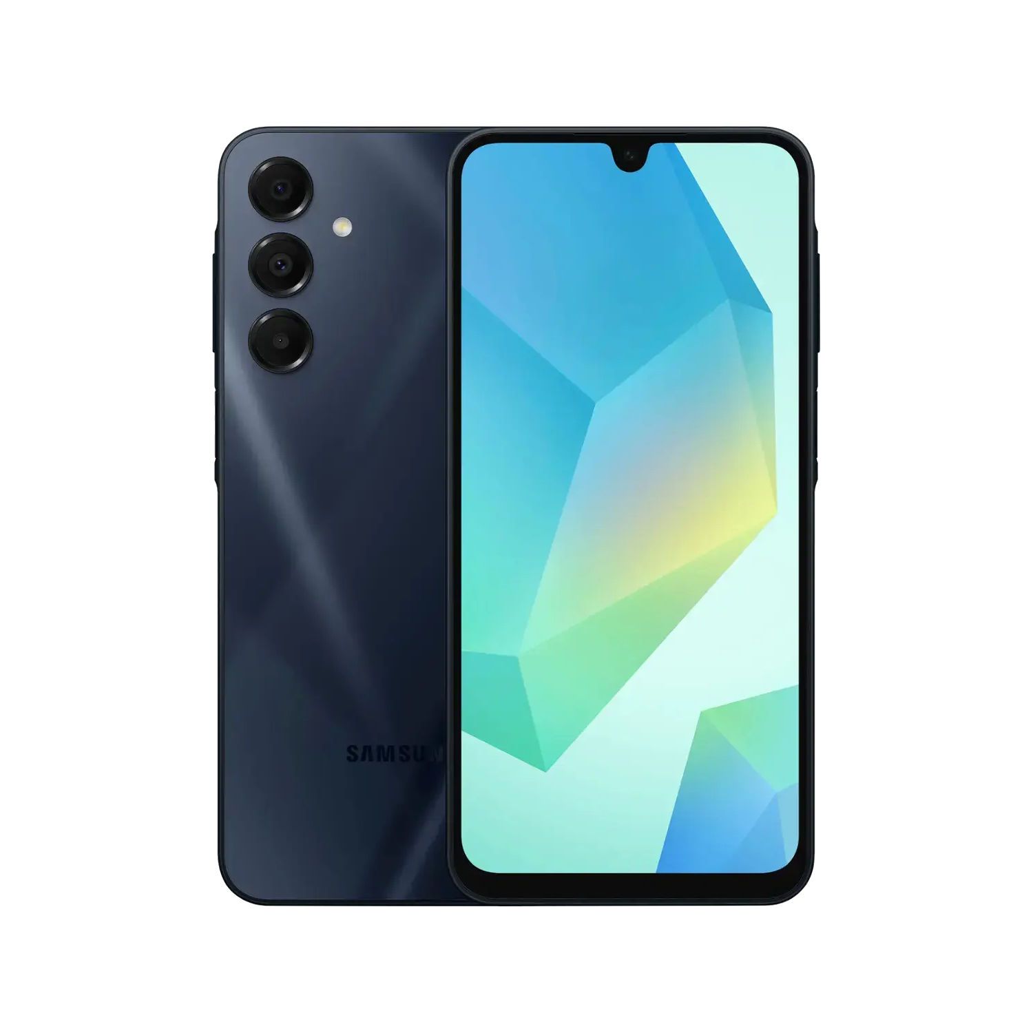 El Samsung Galaxy A16 5G sobre un fondo blanco.