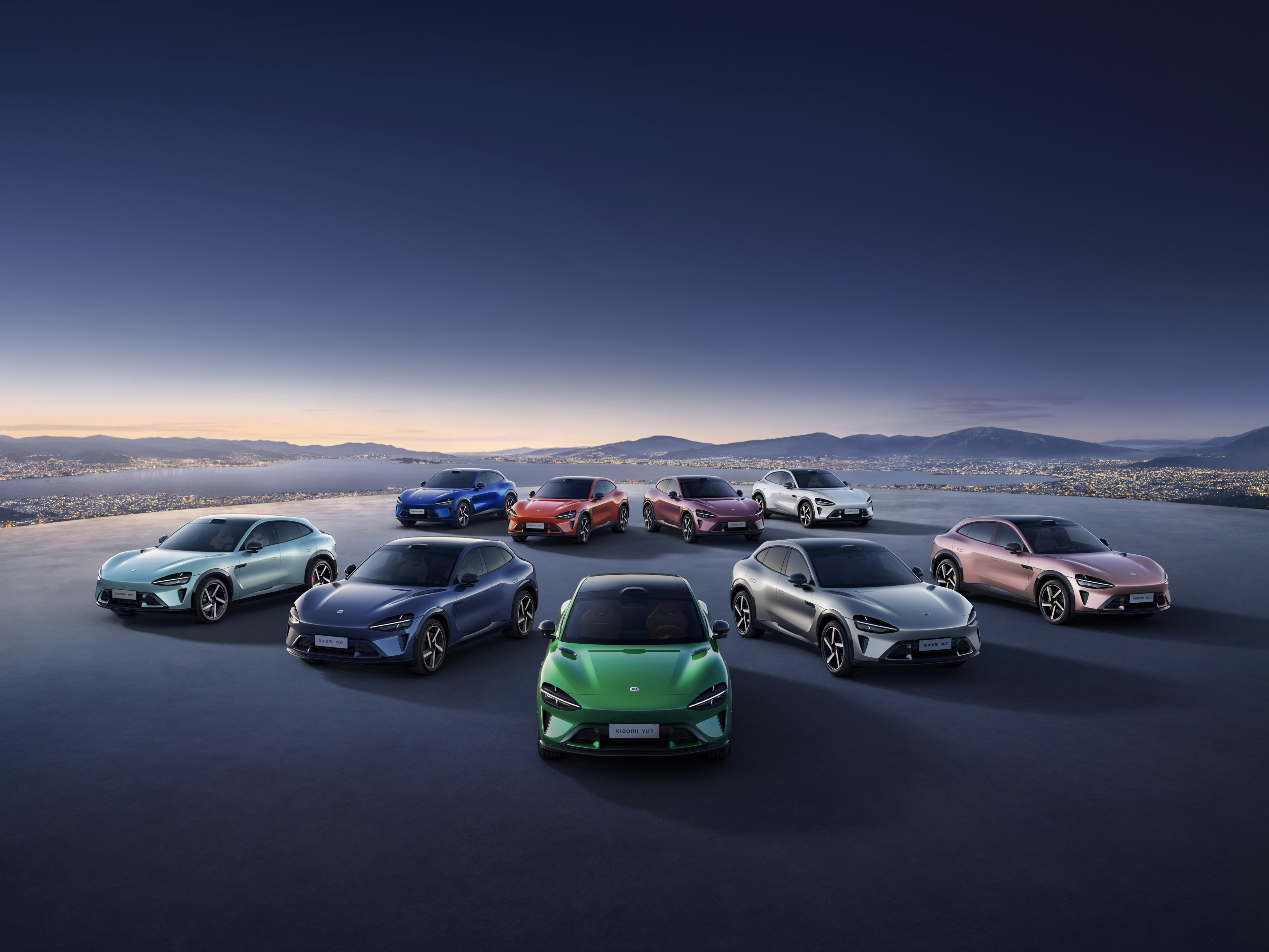 Los Rays muestran el último vehículo eléctrico de la compañía china de teléfonos inteligentes Xiaomi el SUV YU7.