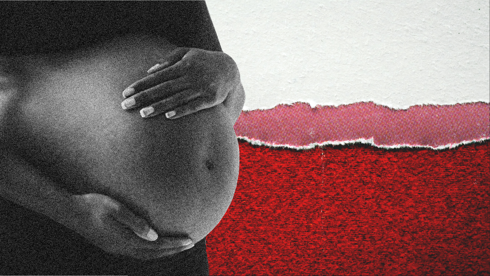 Un collage fotográfico con una mujer embarazada que mantiene su vientre