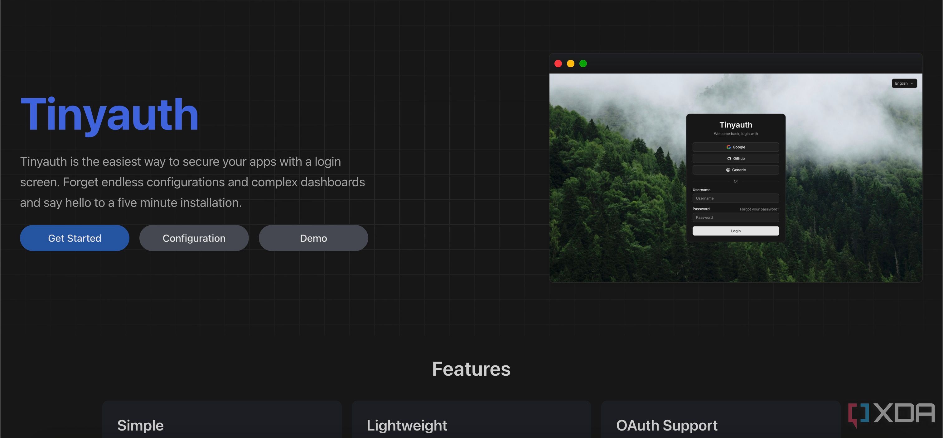Sitio web de Tinyauth