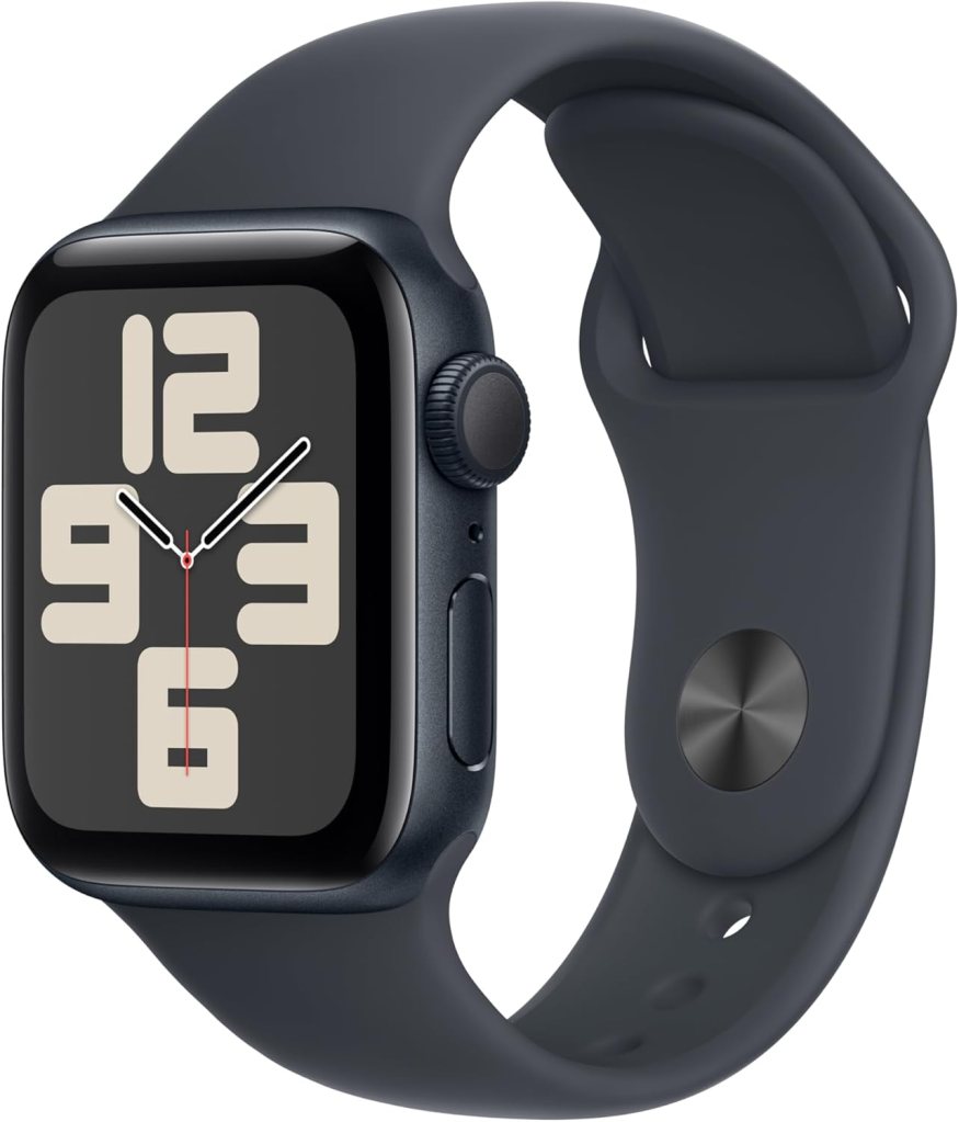Apple Watch SE de segunda generación con caja y correa medianoche.