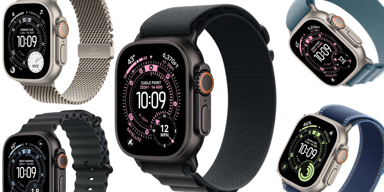 Un grupo de relojes inteligentes