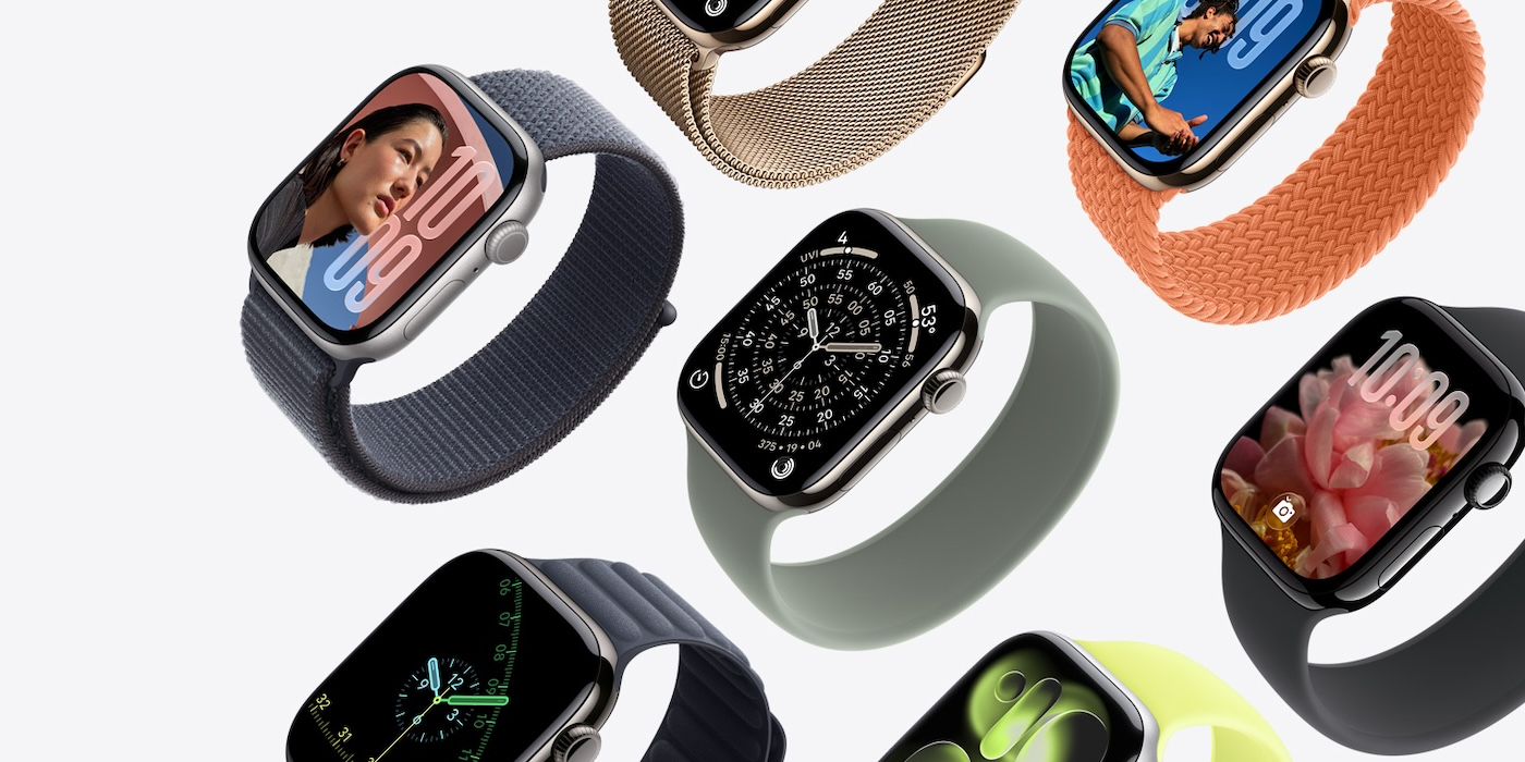 Un grupo de relojes inteligentes
