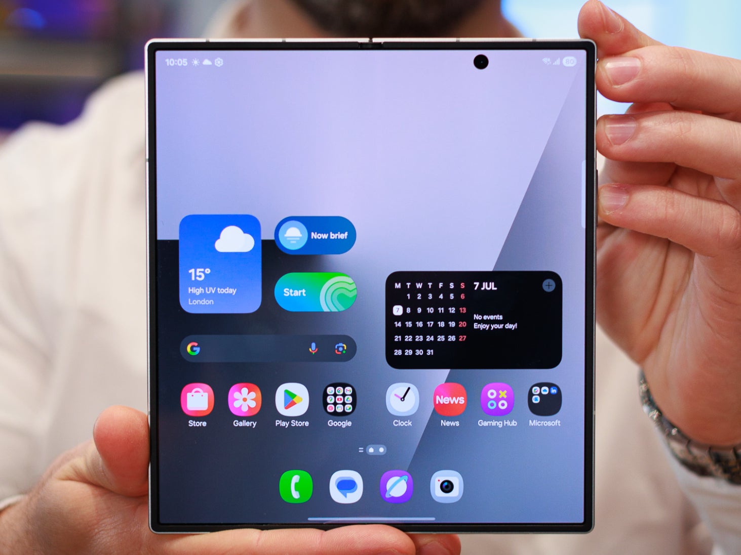 Parte frontal del Samsung Galaxy Z Fold 7 abierta