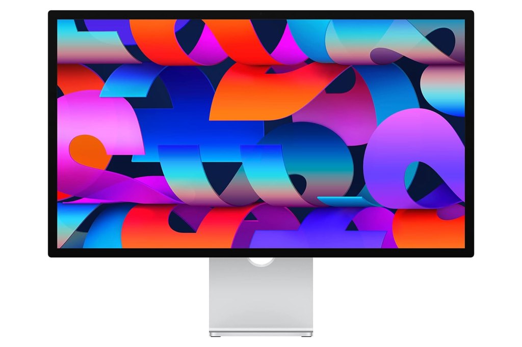 Un monitor de computadora muestra espirales de colores.