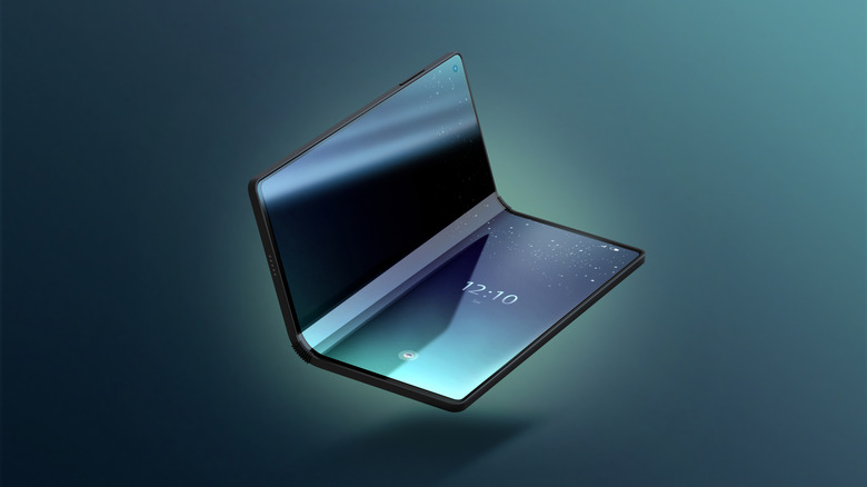 Representación 3D de un teléfono inteligente plegable