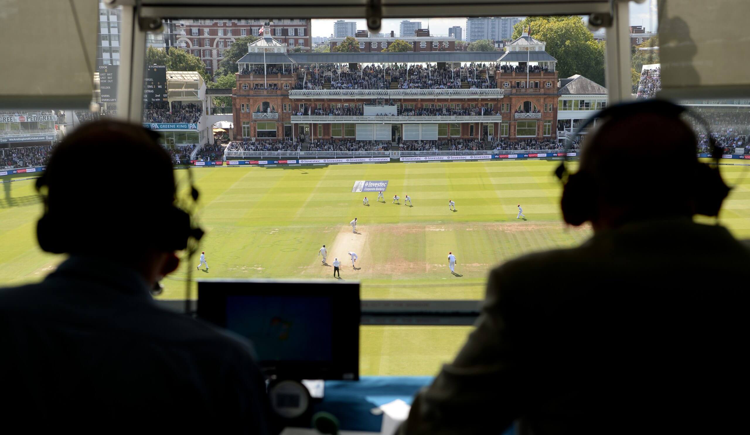 La vista desde el cuadro de comentarios del Test Match Special en Lord's