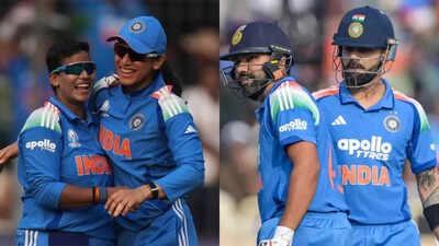 De izquierda a derecha: los jugadores de críquet indios Deepti Sharma, Smriti Mandhana, Rohit Sharma y Virat Kohli. BCCI revisará la remuneración nacional de las jugadoras de críquet; Virat Kohli - Evaluación del contrato de Rohit Sharma en la agenda