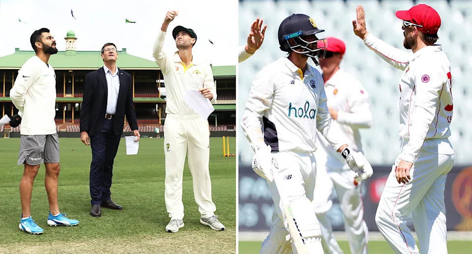 Sam Whiteman y Jake Lehmann en acción para Australia A y sus equipos Sheffield Shield.