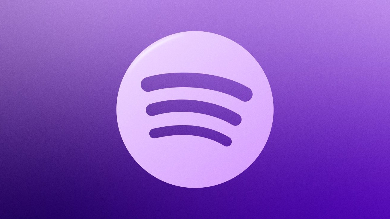 El logo de Spotify en violeta sobre un fondo violeta