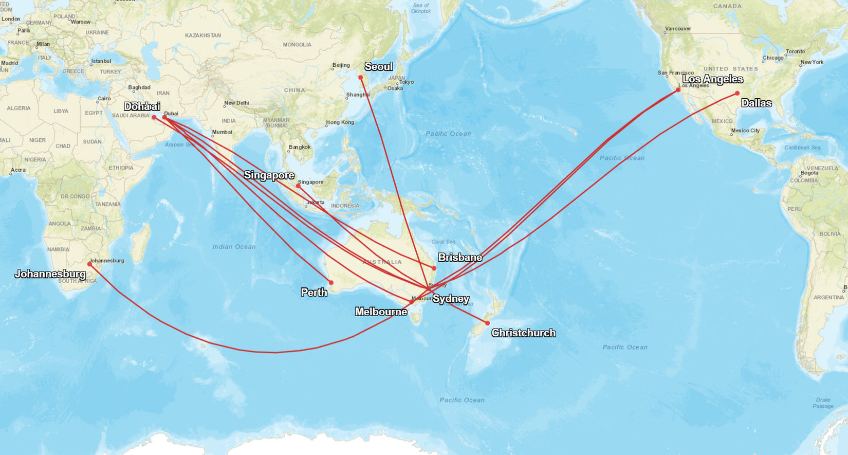 Mapa de las rutas australianas 380