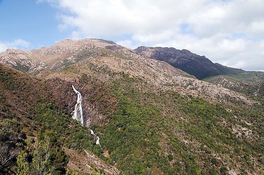 Pasarela a lo largo de la ladera del monte Owen que conduce a Horsetail Falls en las afueras de Queenstown.